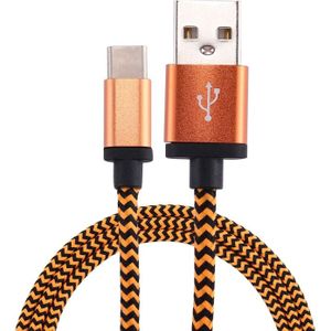 1m Woven Style USB-C / Type-C 3.1 to USB 2.0 Data Sync Charge Cable  For Galaxy S8 & S8 + / LG G6 / Huawei P10 & P10 Plus / Xiaomi Mi6 & Max 2 and other Smartphones(Orange)