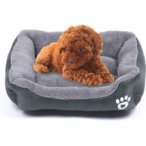 Candy Color Four Seasons Genuine Warm Pet Dog Kennel Mat Teddy Dog Mat  Size: S  43×32×10cm (Dark Green)