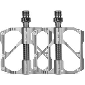 PD-M86C  1 Pair PROMEND Bicycle Road Bike Mountain Bike 3 Palin Carbon Fiber Bearing Pedal(Silver)