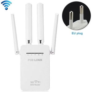 Wireless Smart WiFi Router Repeater with 4 WiFi Antennas  Plug Specification:EU Plug(White)
