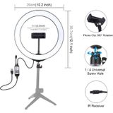 PULUZ 10.2 inch 26cm USB RGBW Dimmable LED Ring Vlogging Photography Video Lights with Cold Shoe Tripod Ball Head & Remote Control & Phone Clamp(Black) (RING)