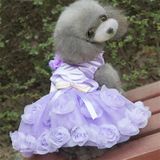 Pet Clothes Dog Spring Summer Thin Dress Rose Dress  Size: XS(Purple)