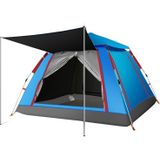 Outdoor 3-4 People Beach Thickening Rainproof Automatic Speed Open Four-sided Camping Tent  Style:Upgraded Large Vinyl(Sky Blue)