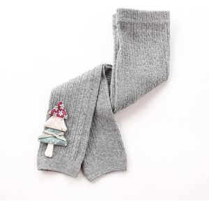 Children Pantyhose Knit Cotton Cartoon Girl Tights Baby Cropped Pants Socks Size: S 0-1 Years Old(Gray)