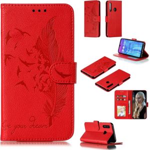 Feather Pattern Litchi Texture Horizontal Flip Leather Case with Wallet & Holder & Card Slots For Huawei Honor 10i / P Smart+ 2019 / Honor 20i / Honor 10 Lite(Red)