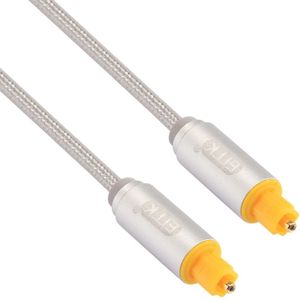 EMK 1.5m OD4.0mm Gold Plated Metal Head Woven Line Toslink Male to Male Digital Optical Audio Cable(Silver)