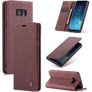 CaseMe-013 Multifunctional Retro Frosted Horizontal Flip Leather Case with Card Slot & Holder & Wallet for Galaxy S8 Plus(Wine Red)