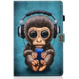 For iPad Air 2020 10.9 Colored Drawing Stitching Horizontal Flip Leather Case with Holder & Card Slots & Sleep / Wake-up function(Headphone Monkey)