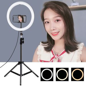 PULUZ 1.1m Tripod Mount +  11.8 inch 30cm Curved Surface USB 3 Modes Dimmable Dual Color Temperature LED Ring Vlogging Video Light  Live Broadcast Kits with Phone Clamp(Black)
