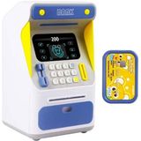 Simulation Face Recognition ATM Cash Deposit Box Simulation Password Automatic Rolling Money Safe Deposit Box  Colour: Blue (Battery Version)