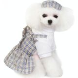 Pet Clothes Dog Dress Summer Thin Uniform Skirt  Size: M(Gray)