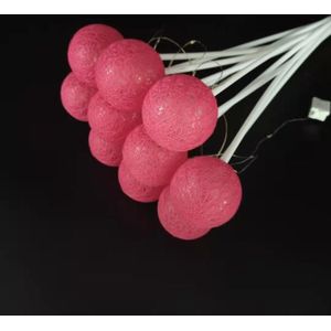 2 PCS Bouquet Cotton Ball Lights Starry Sky Ball Lights Flowers Decoration Packaging Materials(Rose Red)