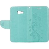 For Galaxy A5 (2017) / A520 Butterflies Love Flowers Embossing Horizontal Flip Leather Case with Holder & Card Slots & Wallet & Lanyard(Green)