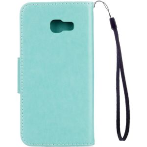 For Galaxy A5 (2017) / A520 Butterflies Love Flowers Embossing Horizontal Flip Leather Case with Holder & Card Slots & Wallet & Lanyard(Green)