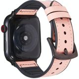 Crazy Horse Texture Lederen vervangende horlogebanden voor Apple Watch Series 6 & SE & 5 & 4 40 MM / 3 & 2 & 1 38mm (Pink)