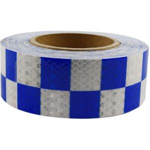 PVC Lattice Reflective Belt Generic Film Traffic Safety Facilities Anti-Collision Warning Stickers(Blue White)