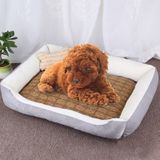 Dog Bone Pattern Big Soft Warm Kennel Pet Dog Cat Mat Blanket  with Rattan Mat Size: XS  50×40×15cm (Grey White)