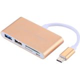 5 in 1 Micro SD + SD + USB 3.0 + USB 2.0 + Micro USB Port to USB-C / Type-C OTG COMBO Adapter Card Reader for Tablet  Smartphone  PC(Gold)