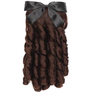 Princess Curly Ponytail Wig Costume Film And Television Retro Prom Comb Ponytail Curly Hair(Dark Brown)