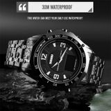 SKMEI 1464 Multifunctional Men Outdoor Business Sports Waterproof Steel Strap Double Display Digital Watch(Silver)