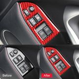 Car Carbon Fiber Window Glass Lifting Panel Decorative Sticker for Subaru BRZ / Toyota 86 2013-2017  Right Drive (Red)
