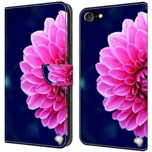 Voor iPhone 6 Plus / 7 Plus / 8 Plus Crystal 3D schokbestendig beschermend lederen telefoonhoesje (roze bloemblaadjes)