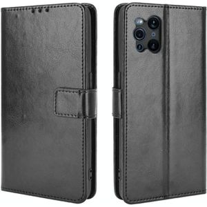 For OPPO Find X3 / Find X3 Pro Retro Crazy Horse Texture Horizontal Flip Leather Case with Holder & Card Slots & Lanyard(Black)
