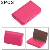 2 PCS Premium PU Leather Business Card Case with Magnetic Closure  Size: 10*6.5*1.7cm(Magenta)