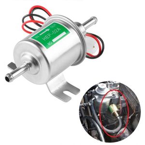 HEP-02A Universal Car 12V Fuel Pump Inline Low Pressure Electric Fuel Pump (Silver)