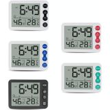 Multifunctional Indoor Thermometer And Hygrometer Large Screen Alarm Clock Kitchen Electronic Countdown Timer(White Shell Black Button)