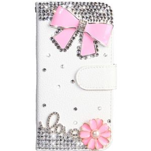 Rhinestone Pattern Horizontal Flip Leather Case with Holder & Card Slots & Wallet & Lanyard For Xiaomi Redmi 6(Pink Bow)