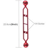 PULUZ 9.0 inch 22.9cm Aluminum Alloy Dual Balls Arm for Underwater Torch / Video Light(Red)