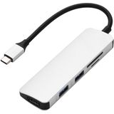 Type-C Type C Hub USB C USB3.1 Hub with HDMI 5 in 1  Combo Hub with 2 USB3.0 Ports SD TF Card Reader USB adapater(Silver)