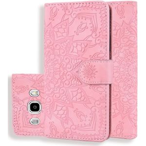 Calf Pattern Double Folding Design Embossed Leather Case with Wallet & Holder & Card Slots for Galaxy J5 (2016) / J510(Pink)