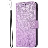 For Samsung Galaxy A5 (2017) Skin Feel Embossed Sunflower Horizontal Flip Leather Case with Holder & Card Slots & Wallet & Lanyard(Purple)