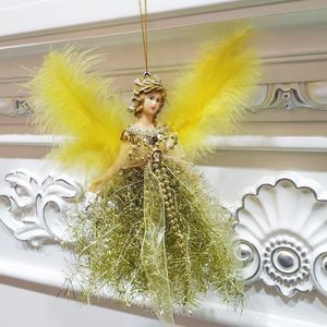 2 PCS Christmas Tree Angel Girl Decorations Closet Decoration Small Pendant(Gold)