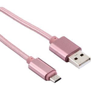 2m Woven Style Metal Head 84 Cores Micro USB to USB 2.0 Data / Charger Cable  For Samsung / Huawei / Xiaomi / Meizu / LG / HTC and Other Smartphones(Rose Gold)