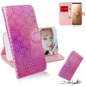 For Galaxy S9 Plus Solid Color Colorful Magnetic Buckle Horizontal Flip PU Leather Case with Holder & Card Slots & Wallet & Lanyard(Pink)