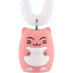 JY968 Children Automatic Intelligent Ultrasonic Voice Broadcast Mouth U-Shaped Electric Toothbrush  Product specifications: Cat 2-6 years old(Pink)