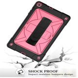 For Galaxy Tab A 10.1 (2019) T510 Contrast Color Silicone + PC Combination Case with Holder(Black + Rose Red)