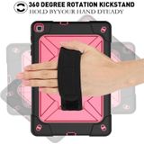 For Galaxy Tab A 10.1 (2019) T510 Contrast Color Silicone + PC Combination Case with Holder(Black + Rose Red)