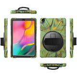 For Samsung Galaxy Tab A 10.1 (2019) T515 / T510 Shockproof Colorful Silicone + PC Protective Case with Holder & Shoulder Strap & Hand Strap(Camouflage)