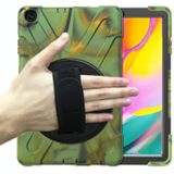 For Samsung Galaxy Tab A 10.1 (2019) T515 / T510 Shockproof Colorful Silicone + PC Protective Case with Holder & Shoulder Strap & Hand Strap(Camouflage)