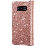 For Samsung Galaxy Note 8 Multi-card Slots Starry Sky Laser Carving Glitter Zipper Horizontal Flip Leather Case with Holder & Wallet & Lanyard(Rose Gold)