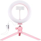 PULUZ 7.9 inch 20cm Light + Desktop Tripod Mount USB 3 Modes Dimmable Dual Color Temperature LED Curved Light Ring Vlogging Selfie Photography Video Lights with Phone Clamp(Pink)