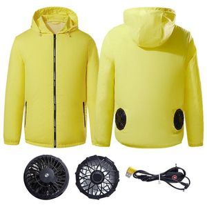 Outdoor Cooling Sun Protection Work Clothes with Fan  Size:XL(Yellow)