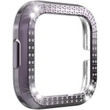 For Fitbit versa 2 PC Double-row Diamond-encrusted Protective Shell(Gun color)