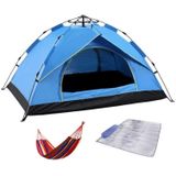 TC-014 Outdoor Beach Travel Camping Automatic Spring Multi-Person Tent For 3-4 People(Blue+Mat+Hammock)