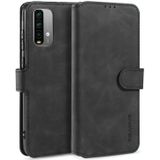 Voor Xiaomi Redmi Note 9 4G DG. MING Retro olie kant horizontale flip lederen geval met houder  kaart slots &portemonnee (zwart)