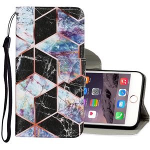 Coloured Drawing Pattern Horizontal Flip PU Leather Case with Holder & Card Slots & Wallet & Lanyard For iPhone 6 Plus & 6s Plus(Black Marble)